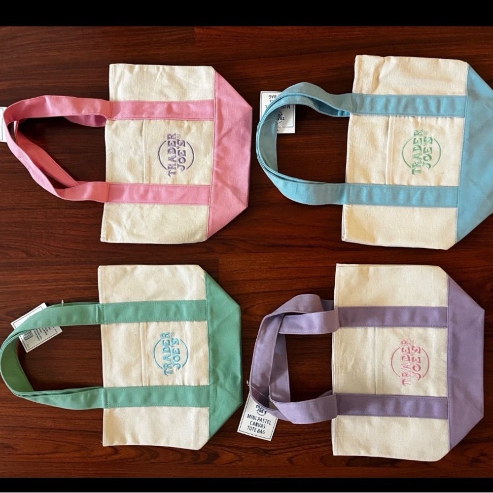 Pastel Canvas Mini Tote Bag - Pink, Blue, Green, Lavender